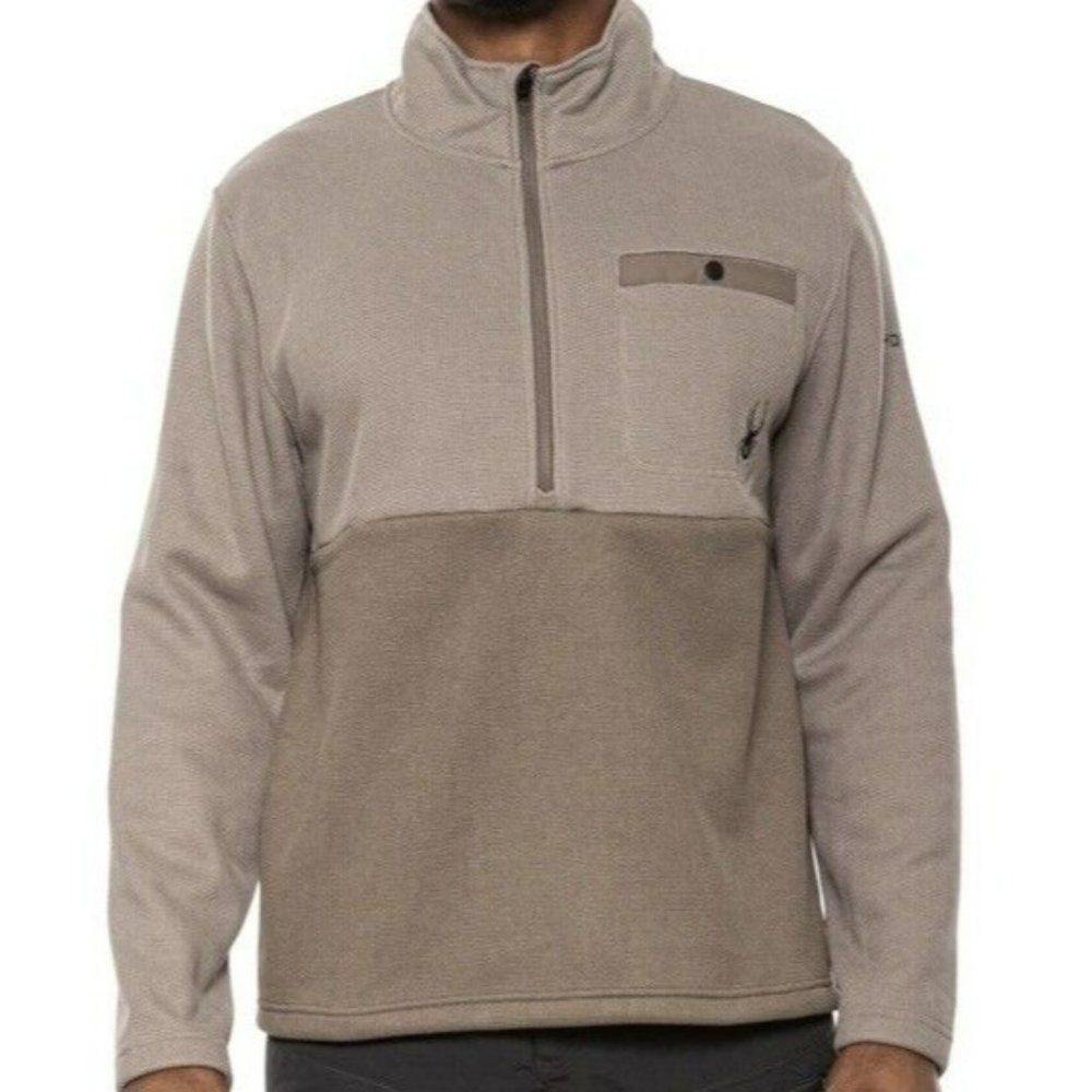New $129 Spyder Men Medallion Bonded Sweater Fleece 1/4 Zip Jacket‎ Cinder M
